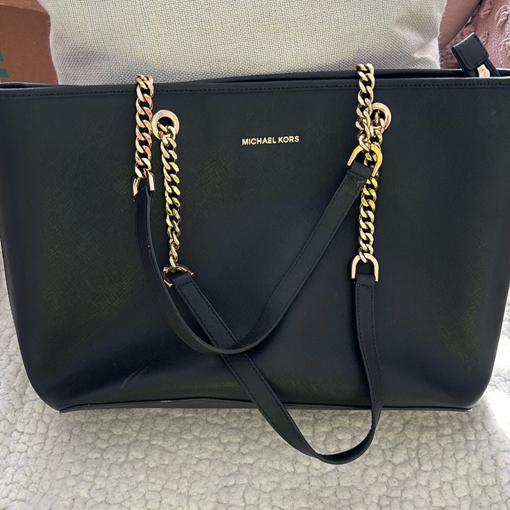 Michael Kors black bag with chain and leather straps